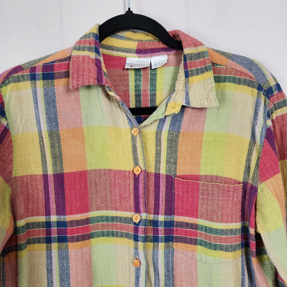 Vintage Reflections By Spiegel Boho Ecléctico Cuadros Abotonados Otoño Algodón Grande Foto 2 de 4