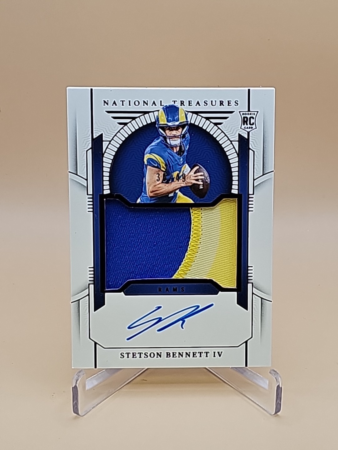 2023 National Treasures Stetson Bennett IV #189 Rookie Patch AUTO 36/49 Purple