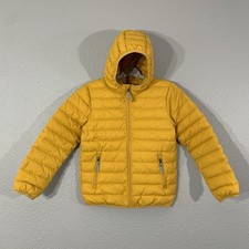 Hanna Andersson Size 12 150cm Yellow Down Puffer Hooded Zip Up Jacket/Coat