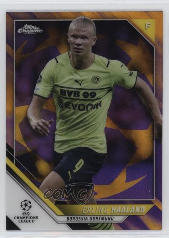 2021-22 Topps Chrome UCL Purple & Gold Starball Refractor Erling Haaland #200