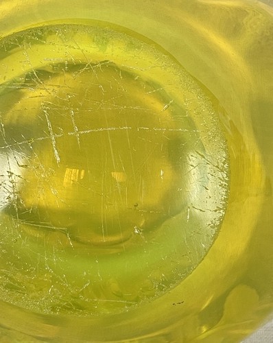 VTG Josef Hospodka Chribska Glasswork Czech Neon Yellow Abstract Oval Candy Dish - Picture 12 of 13