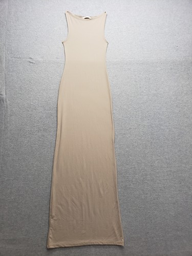 Pull&Bear Women Maxi Dress XS Beige Boat Neck Sleeveless Lightweight Casual