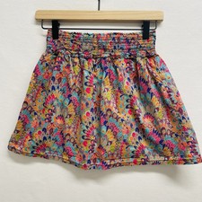 Peek Girls Multicolor Peacock Pattern Elastic Waist A Line Skirt Size 12