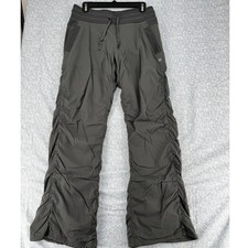 Lululemon Dance Studio Lined Pant Gray Pinstripe Ruched Straight Leg Size 8 Reg