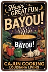 Cajun Cooking Tin Metal Signs Home Décor Vintage Louisiana Bayou Print Aesthetic
