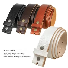 Replacement Belt Strap Genuine Full Grain Cowhide Leather with Snaps 1-1/2" Wide