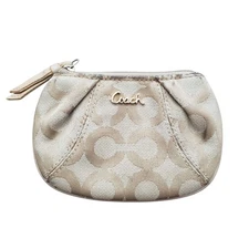 Coach Signature C Vintage Card/ Coin Case Keychain Canvas   Wallet Color Tan