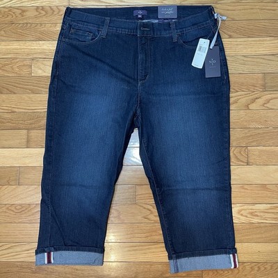 NWT NYDJ Women's 18W Crop Jeans Lift Tuck Slimming Dark Wash Denim Blue