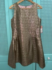 Girls Cat  Jack Gold Metallic Tweed Shift Dress Size XL 14-16 NWT