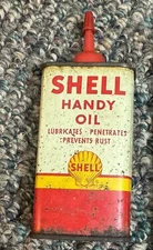 Vintage SHELL HANDY OIL Oiler Tin Can Gas Advertising FREE SHIPPING