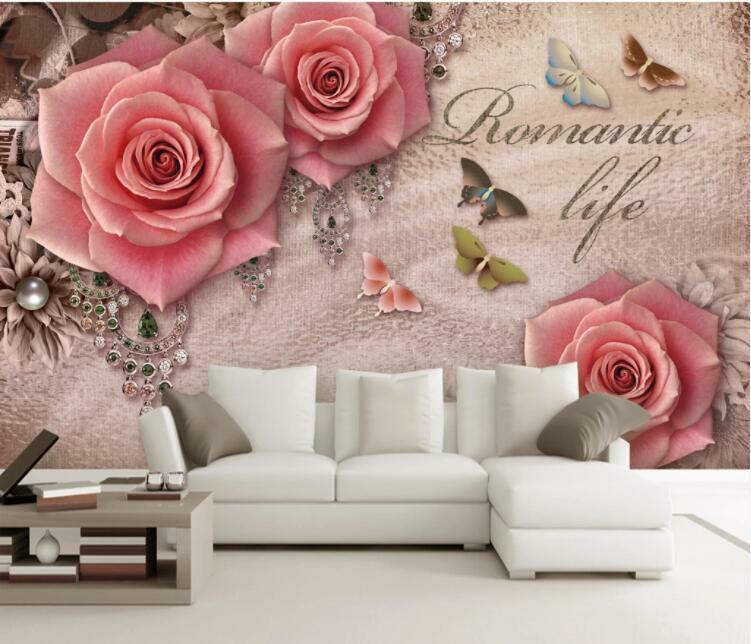 3D Pink Rose Flower 11375NA Wallpaper Wall Mural Removable Self-adhesive Fay