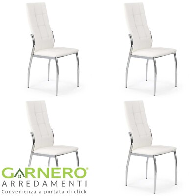 Set sedie pranzo in ecopelle schienale trapuntato gambe acciaio