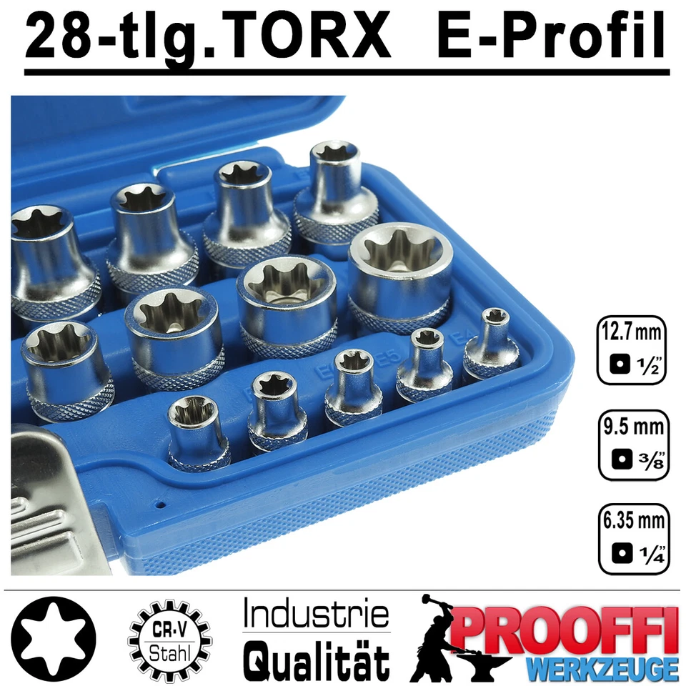 28-tlg TORX E-Profil Stecknuss Steckschlüssel E4 - E24 Komplett Großes Satz BGS - Bild 4 von 4