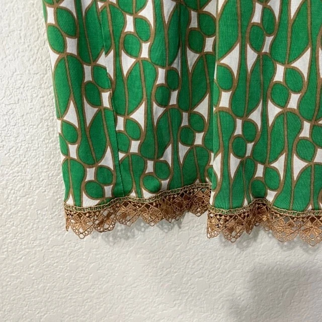 Vestido Diane Von Furstenberg Verde Geométrico Habilidad Cocinera Detalle Encaje Manga Corta 2 Foto 4 de 4