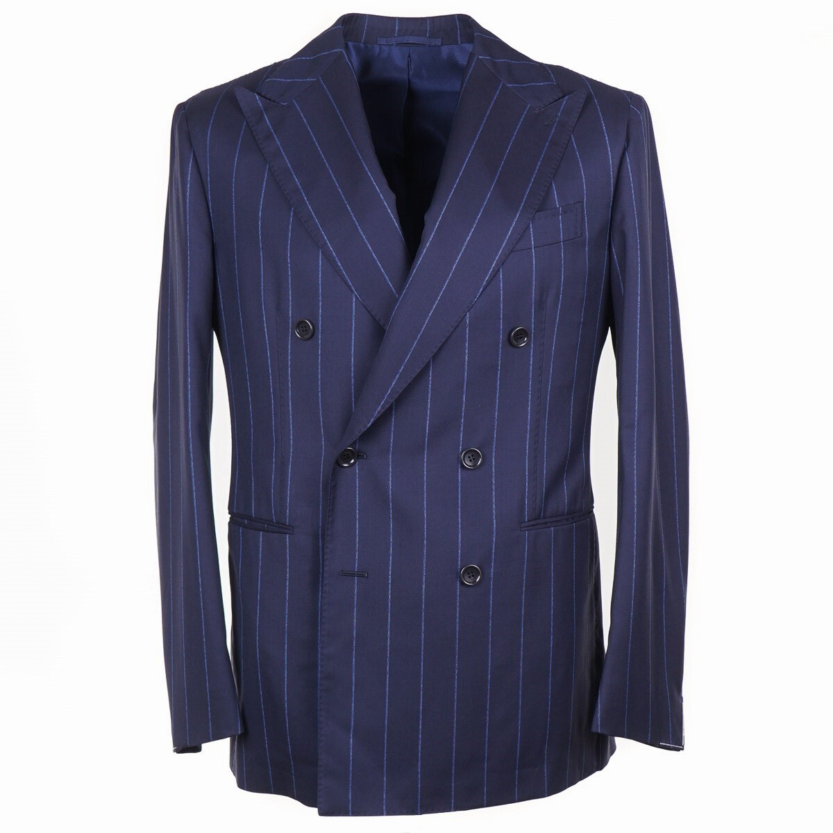 Stile Latino Napoli Trim-Fit Navy Blue Stripe Extrafine Wool Suit
