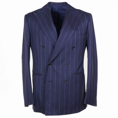 Stile Latino Napoli Trim-Fit Navy Blue Stripe Extrafine Wool Suit