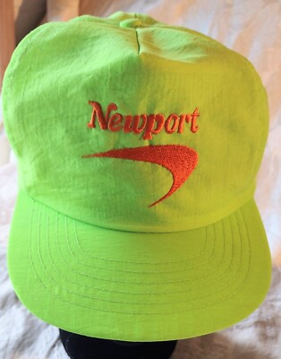 newport cigarettes hat Vintage 1991 Newport Cigarettes Hat Neon Green Snapback Trucker Baseball  Cap