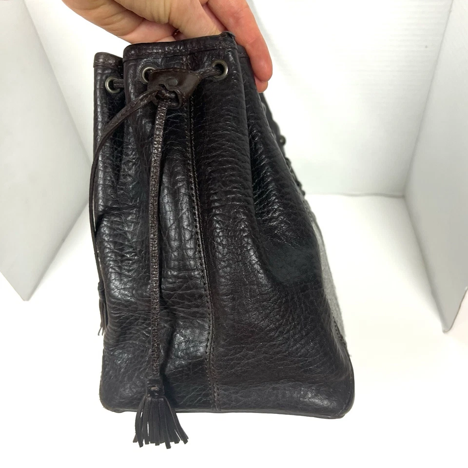 Bolso de Mano BR Banana Republic Cuero Lana Cordón Gris Marrón Academia Años 90 Foto 4 de 4