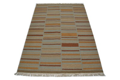 NI E2079 Designer Natur Kelim Teppich Handarbeit Schurwolle fein ca 185 x 128 cm