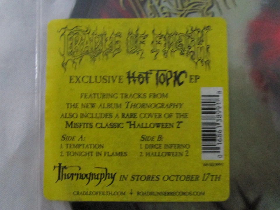 Cradle Of Filth Thornographic 10" Picture Disc 2006 Vinyl Record RARE MISFITS - Image 2 of 3