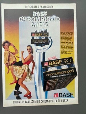 BASF HiFi Stereo Cassette Tape Chromdioxid 1983 Vintage Ad Werbung Reklame
