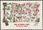Vintage placemat THE OLYMPIC CAFE 1950 map pictured The Dalles Oregon n-mint+ — photo 1