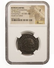 NGC ( FINE ) Roman AE1 ( Nummus / Follis ) of Constantius I Chlorus AD 305 - 306
