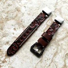 Dark Brown Leather Quick Fit Band for Garmin fenix 8 43mm 7S 6S Pro -A20B18