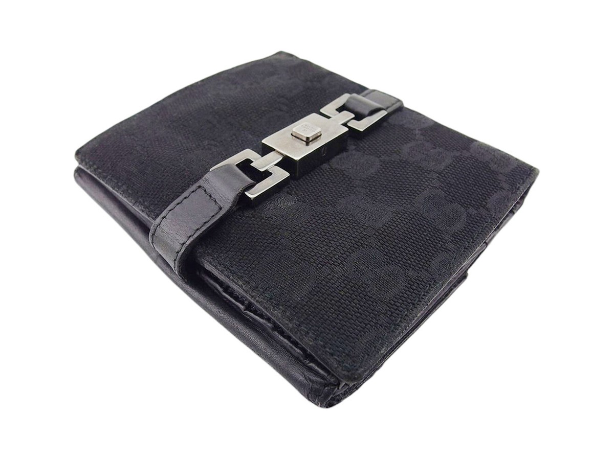 GUCCI W hook wallet GG canvas canvas x leather Authentic