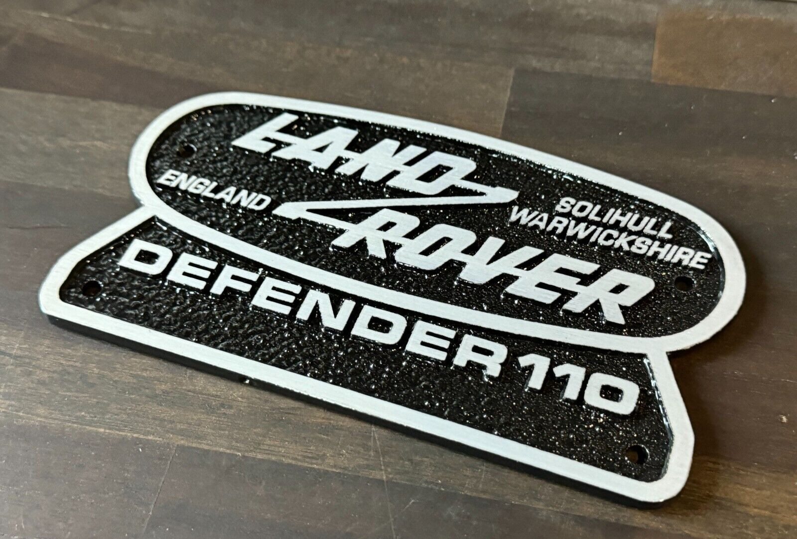 ALUMINIUM SOLID DIE-CAST LAND ROVER DEFENDER 110 SOLIHULL WARWICKSHIRE BADGE OEM
