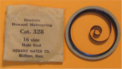 Howard 16 Size #328 Mainspring Hole End-Blue Steel-New Old Stock