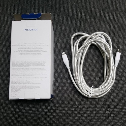Câble USB-C vers Lightning tressé 3 m (10 pi) certifié Apple MFi blanc - Photo 2 sur 3