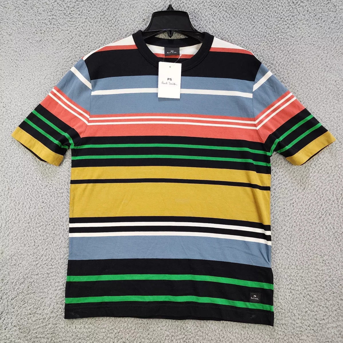 PS Paul Smith T-Shirt Men&#039;s Small Muticolored Striped Crew Short |