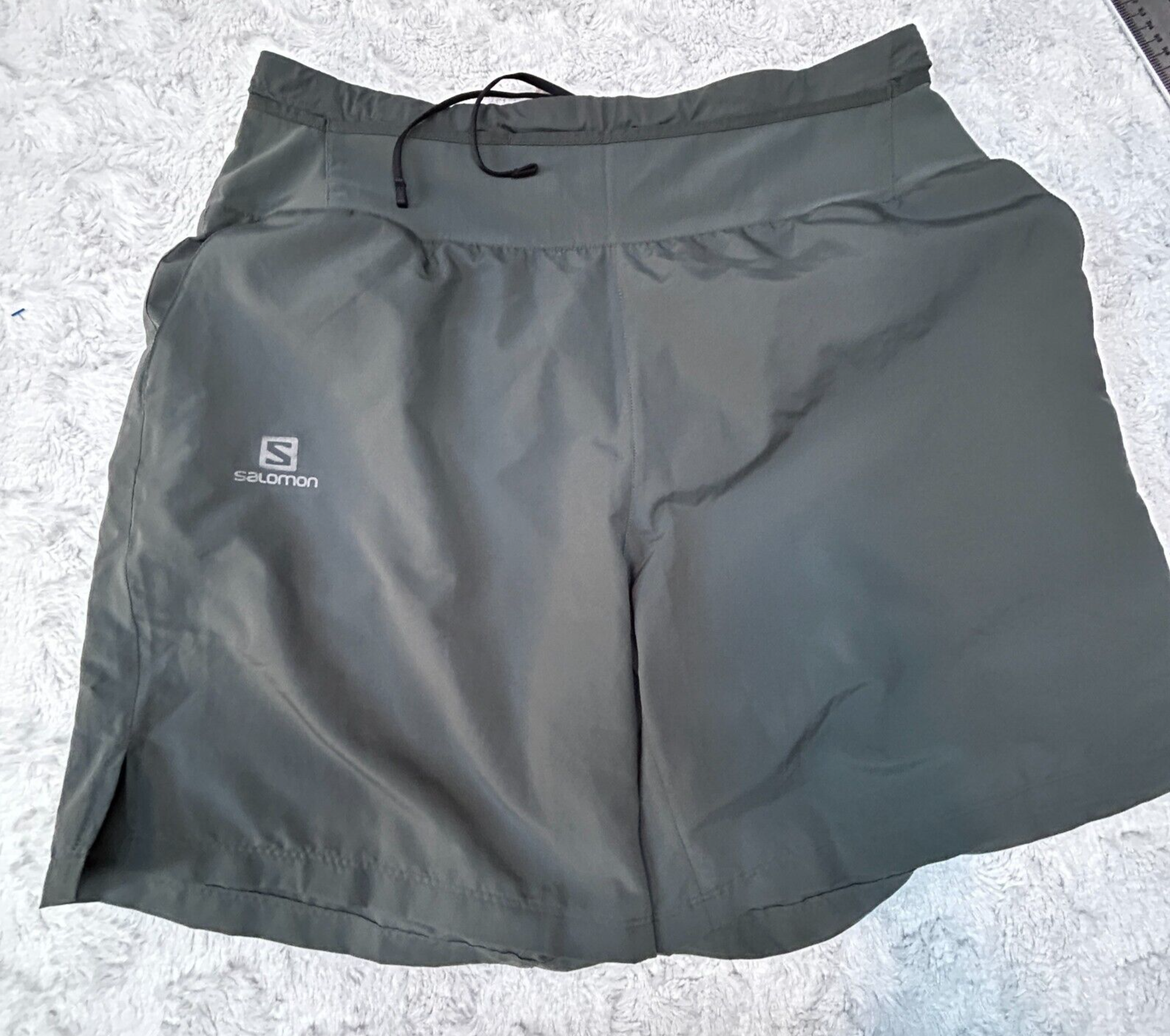 Salomon pantaloncino donna corsa attivo vita alta zip tasca posteriore grigio XL