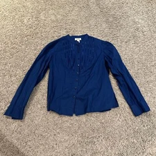 Talbots Womens Button Up Shirt Large Blue