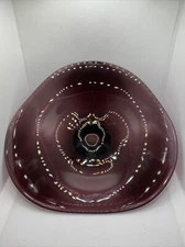 Vintage Mid Century Glass Amethyst Console Key Trinket Decorative Dish Heavy