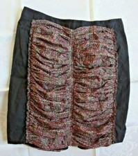 Vintage J. Crew Black Multi Colored Stitched Pleats Cotton Mini Skirt size 12