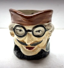 Vtg Toby Man Face Jug/Mug/Pitcher/Creamer Japan, Glasses & Mustache