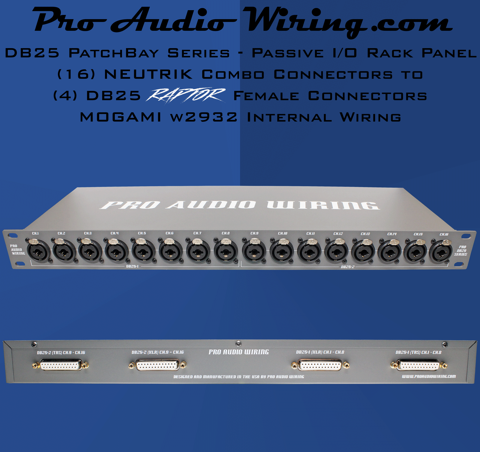 PAW Max 60% OFF DB25 Patchbay Series I O Panel 2 OFFicial store Combo to NEUTRIK DB2 16