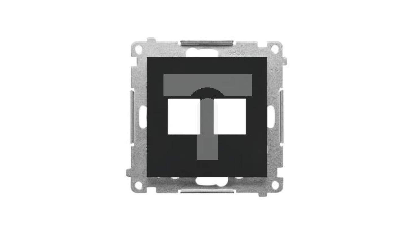 Simon 55 Keystone flat double ICT socket cover (module) Matte black TKP2. /T2UK