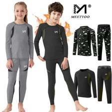 Kids Thermal Winter Warm Underwear Full Set Long John Bottom And Long Sleeve