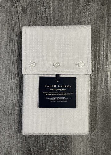 2 Ralph Lauren King Pillowcases Lovan Jacquard Platinum Cotton Glen Plaid Sateen - Picture 2 of 4