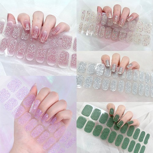 Halbgehärtete Gel-Nagelaufkleber Mit Glitzer – UV/LED-Lampe Nötig, Hält Bis Zu 2 Wochen