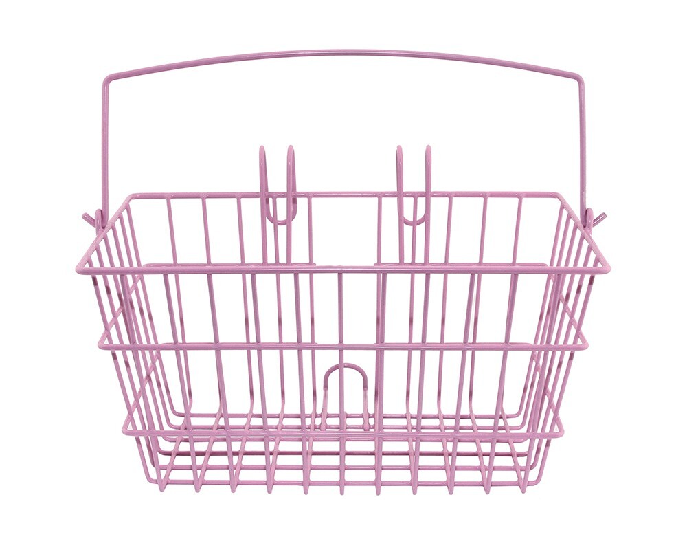 ALTALINE BICYCLE SQUARE SHAPE STEEL FRONT WIRE PINK STORAGE BASKET.
