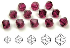 Czech Bicone Crystal Beads Fuchsia Dark hot pink Rondelle Diamond