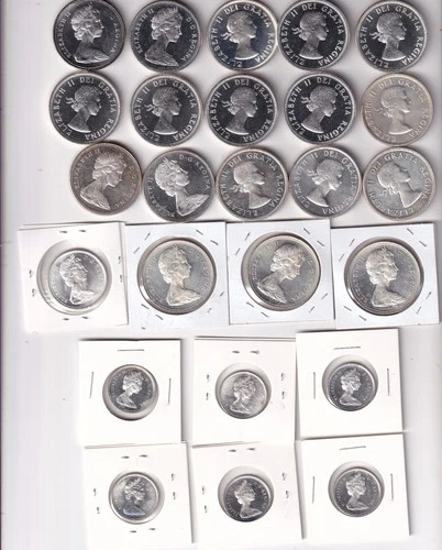 1956-1967 Canada Dollar  80% Silver Roll (18)+ (6) 25 & (1) 50 Cents  $ 20 Face