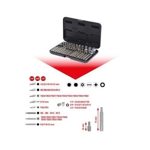 1/4 Zoll+3/8 Zoll+1/2 Zoll Torx-SteckschlüSsel- Und Bit-Satz, 57-Tlg Ks Tools-image