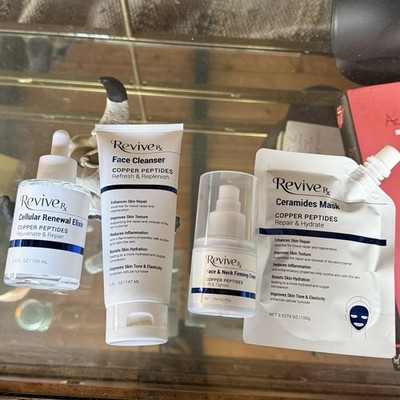 Copper Peptides Skincare Set - Revive RX Cleanser Ceramides Mask Elixir Cream
