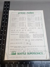 NBA Press Notes Seattle Super Sonics Vs  New Jersey Nets February 1, 1979
