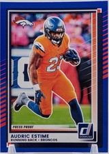2025 Panini Donruss Football - Audric Estime Card 208 Blue Press Proof